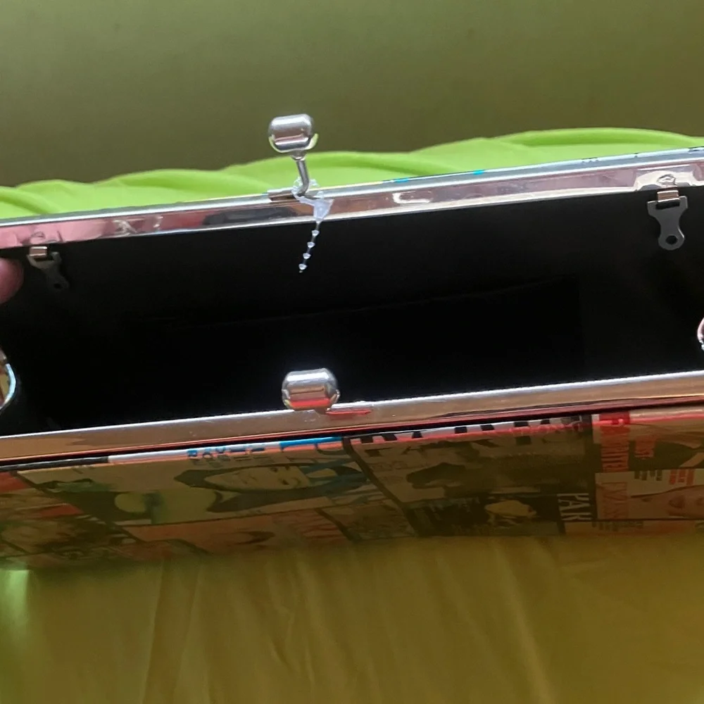 Multicolor Magazine Print Clutch - Picture 2 of 2